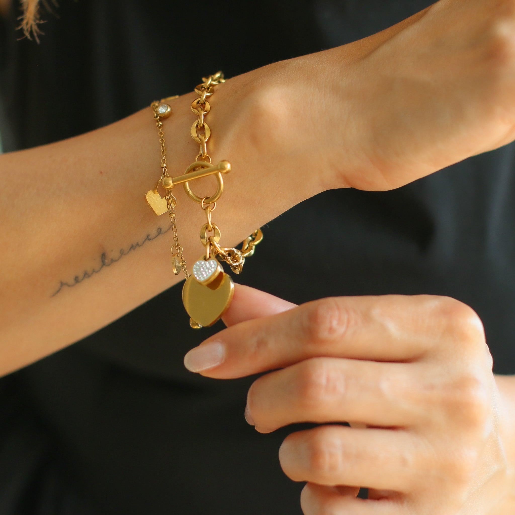 Golden Love Lock Armband
