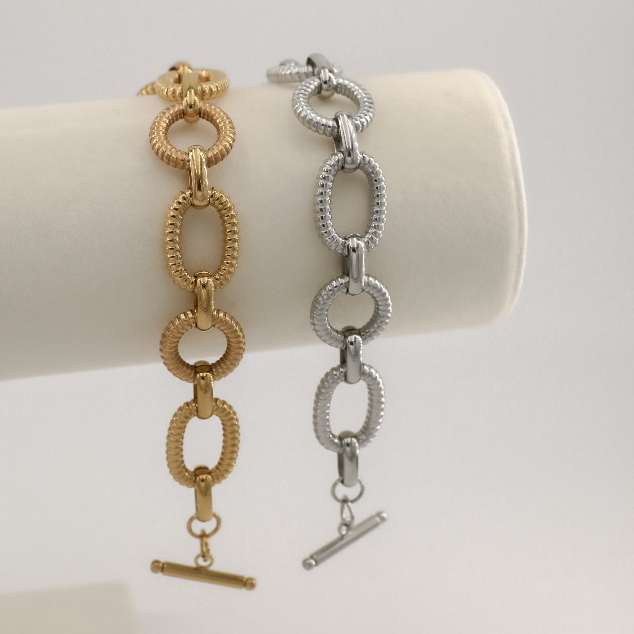 Silber un Gold Armband, mit Ovale Kette Gliederung
