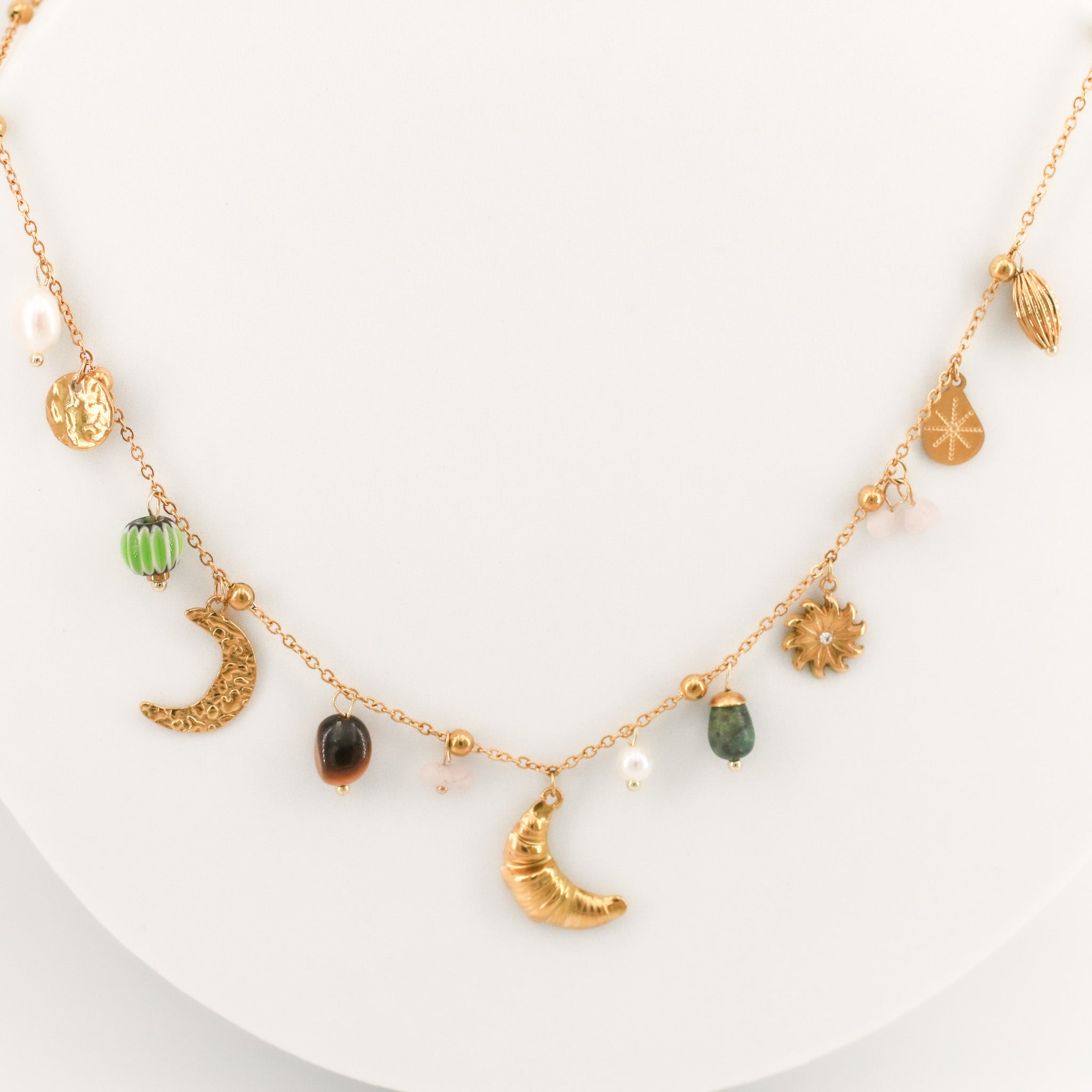 Vergoldete Kette mit Anhängern,Evil Eye Necklace Gold